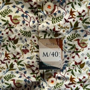 Denim + Flower Exquisite Pattern Casual Dress Shirt